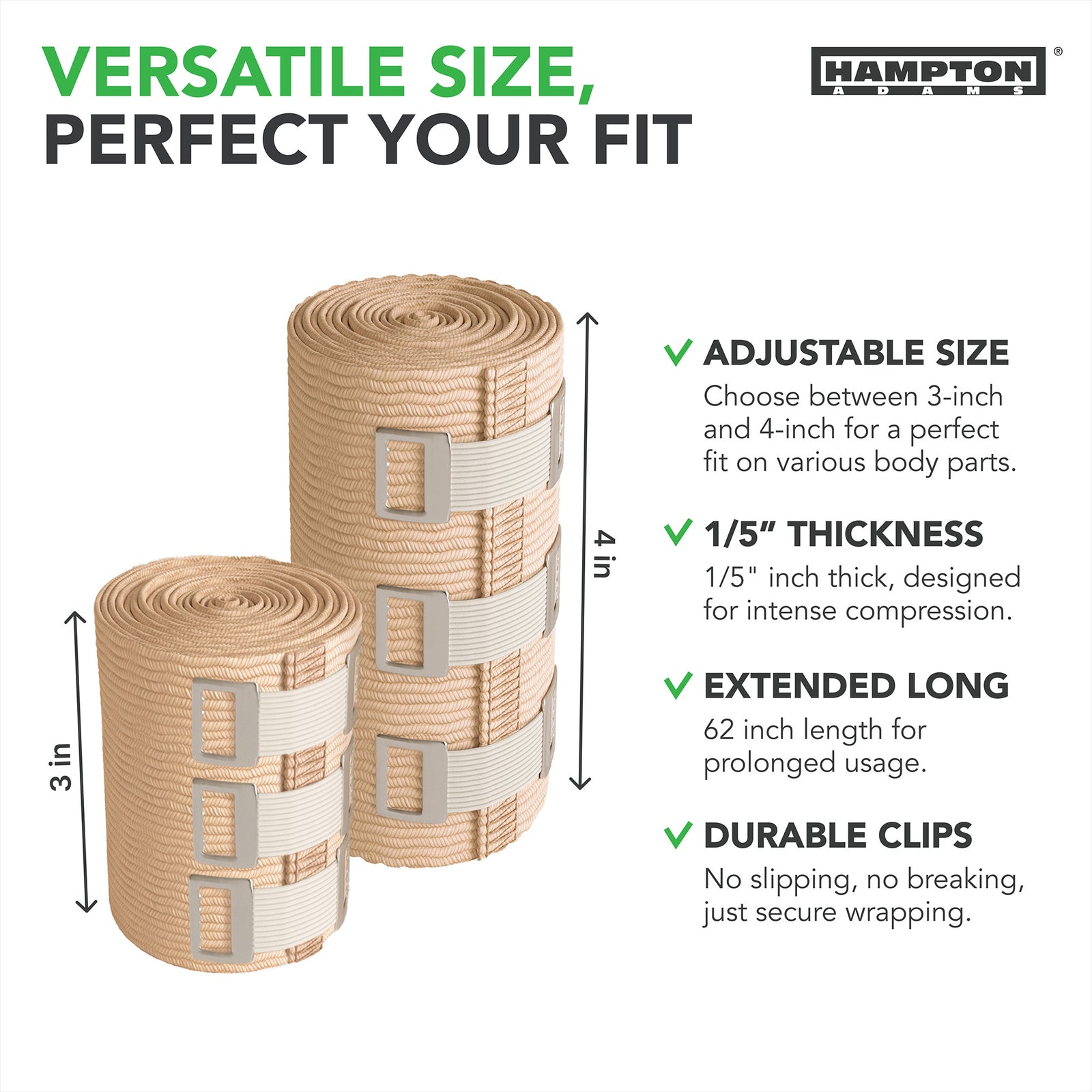 Elastic Bandage Wraps with Clip - Hampton Adams