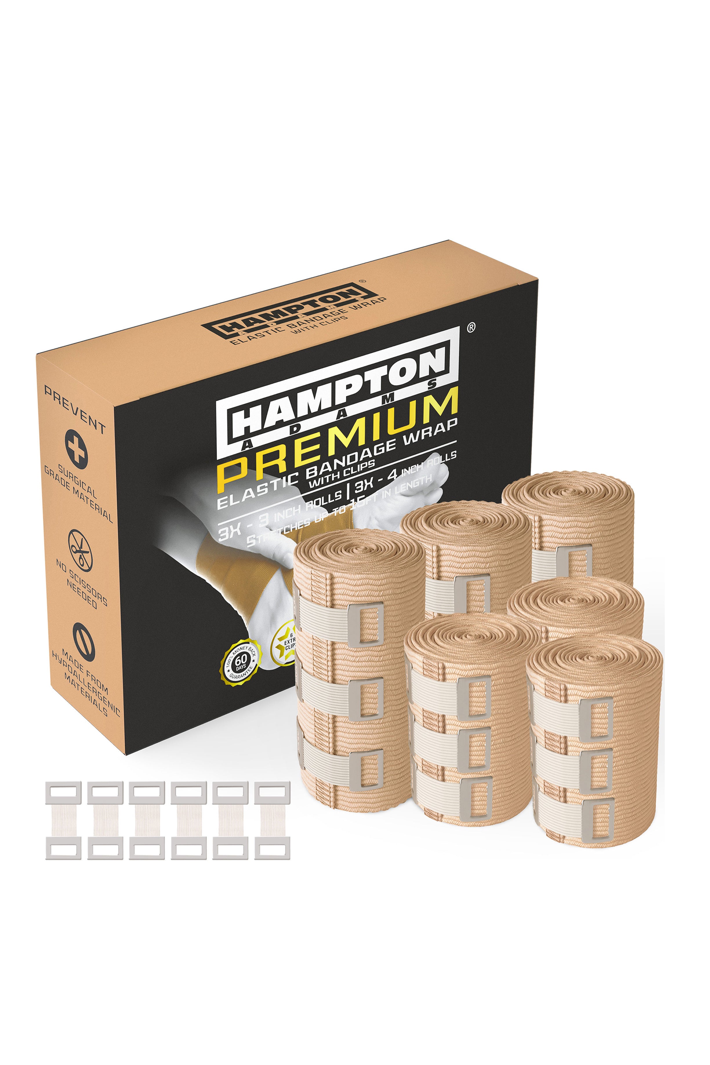 Hampton Adams | 6-Pack of Elastic Bandage Wraps, Latex-Free