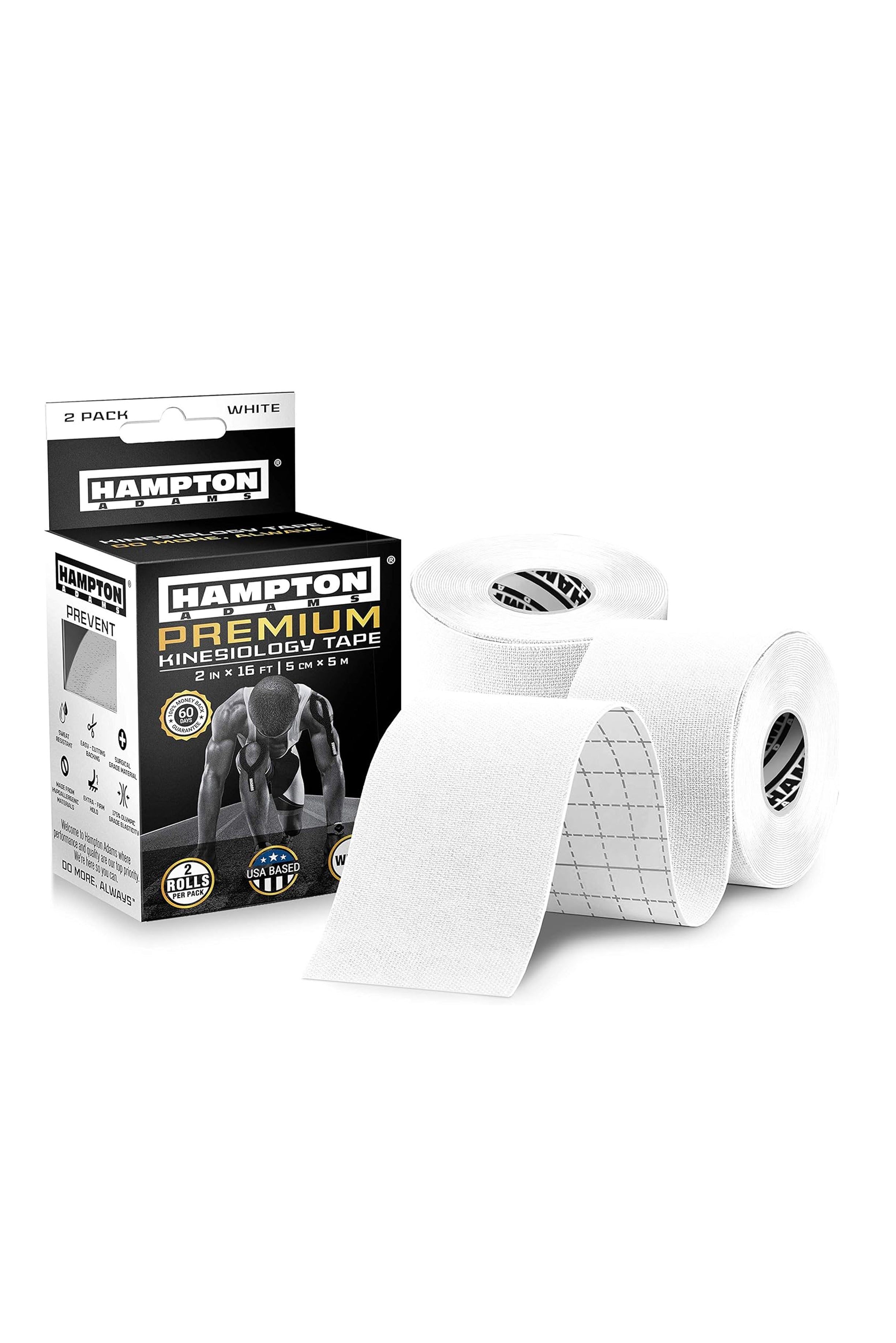 Hampton Adams | 16ft Kinesiology Tape - White, 2-Pack