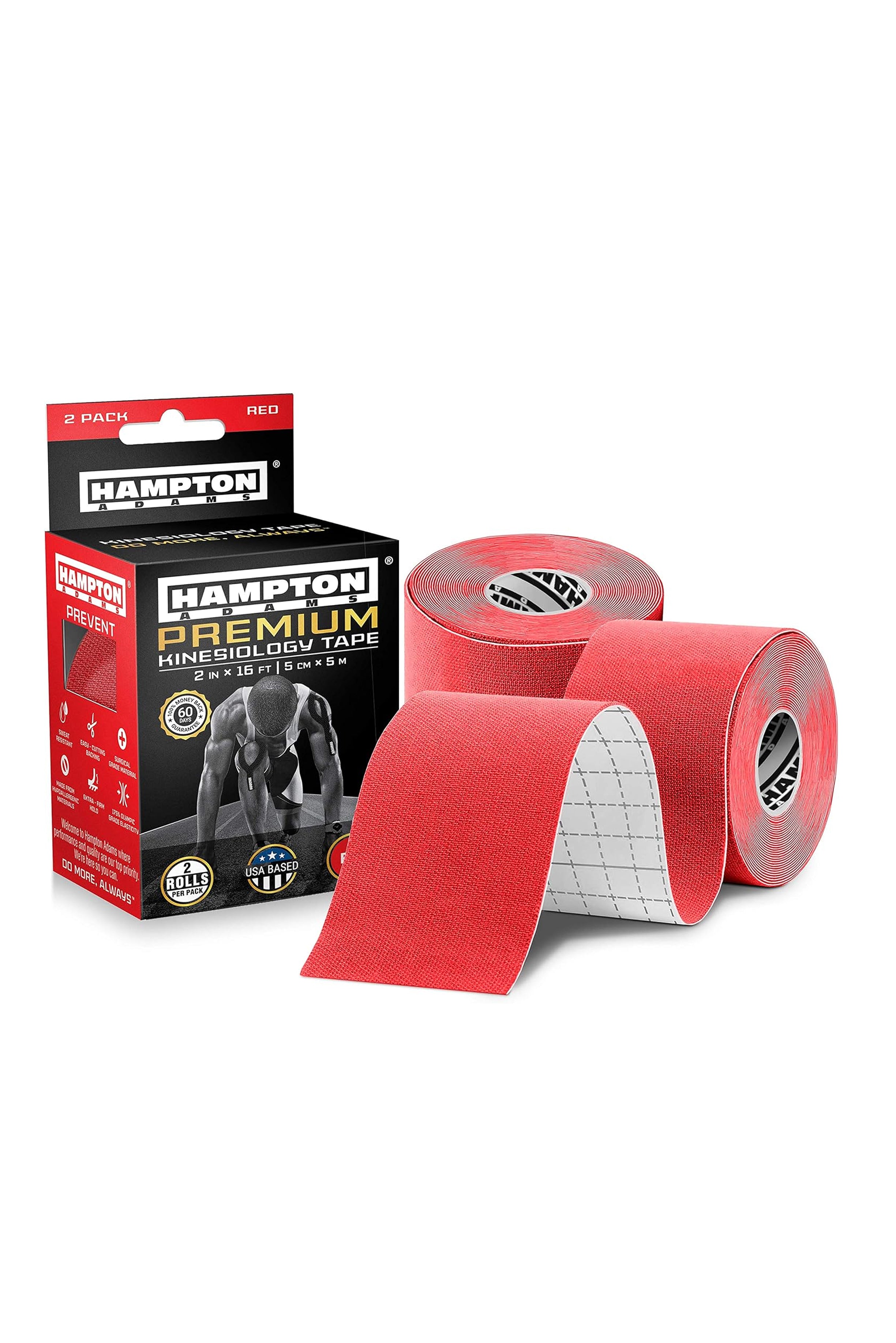 Hampton Adams | 16ft Kinesiology Tape - Red, 2-Pack