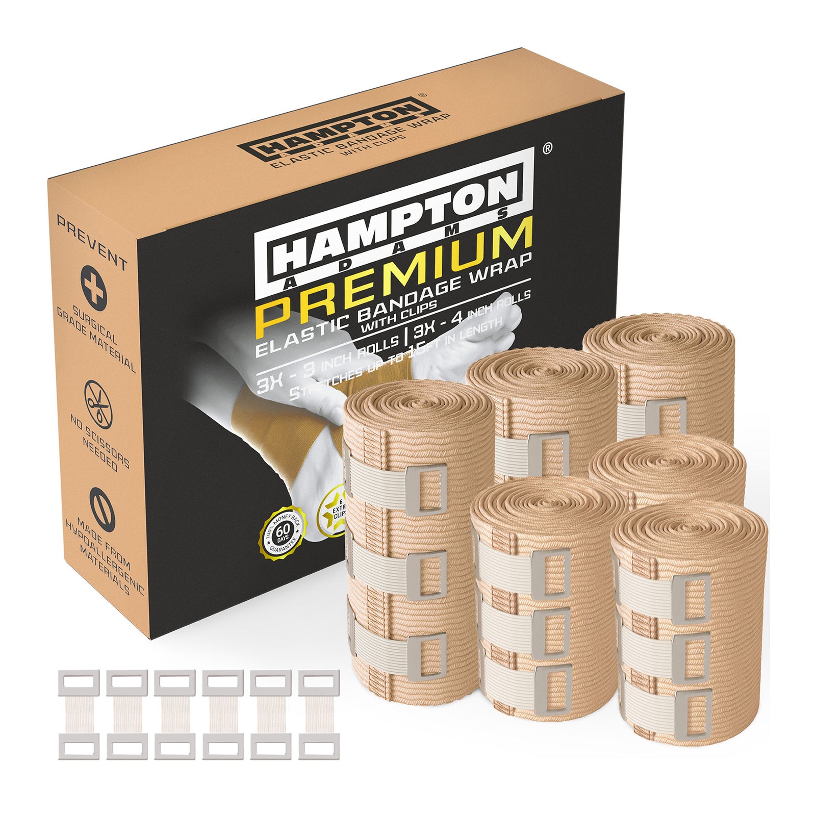 Elastic Bandage Wraps with Clip - Hampton Adams